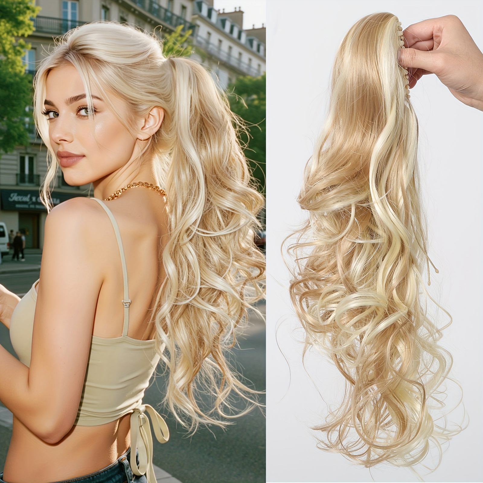 24 Inch Long Curly Ponytail Hair Extensions, Suitable for All People, High-temp…