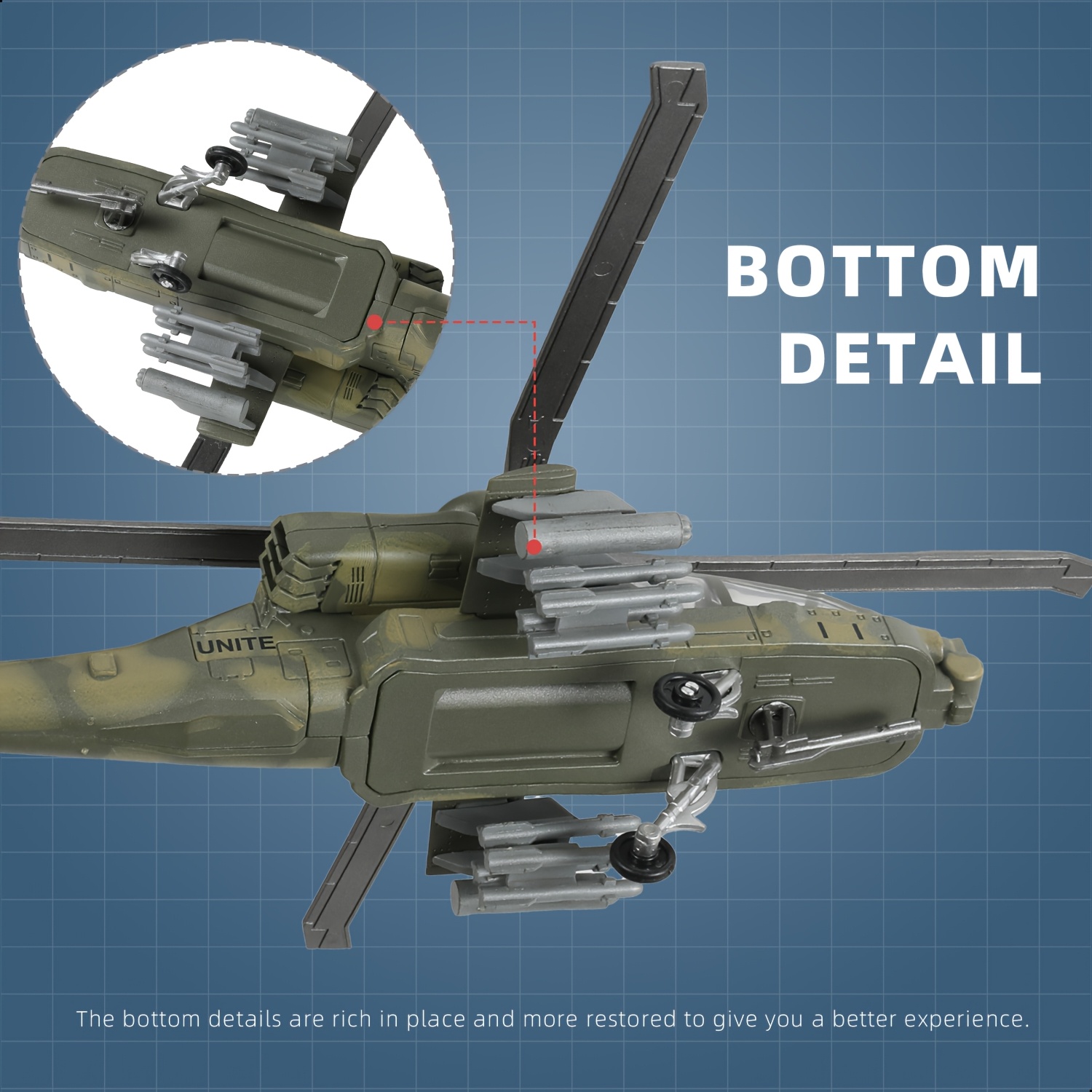 1:72 Scale AH-64 (AH64) 'Apache' Helicopter Model; a Learning Toy for Children And Teenagers; a Military Model Suitable for Gift Exhibitions; Perfect for Holiday Gifting. - Image 6