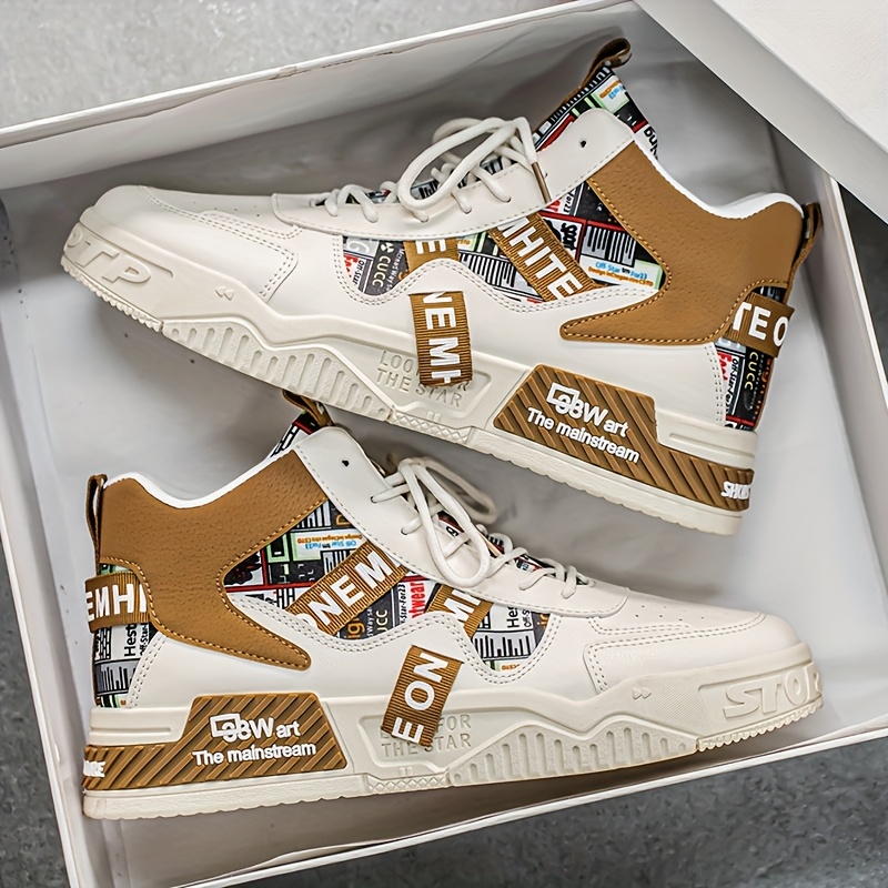 Men's High-Top Skate Sneakers - Trendy Street Style Casual Sneakers with Comfortable Fabric Lining, Durable PU Upper & PVC Sole, Lace-Up Design for All-Day Wear - Image 5