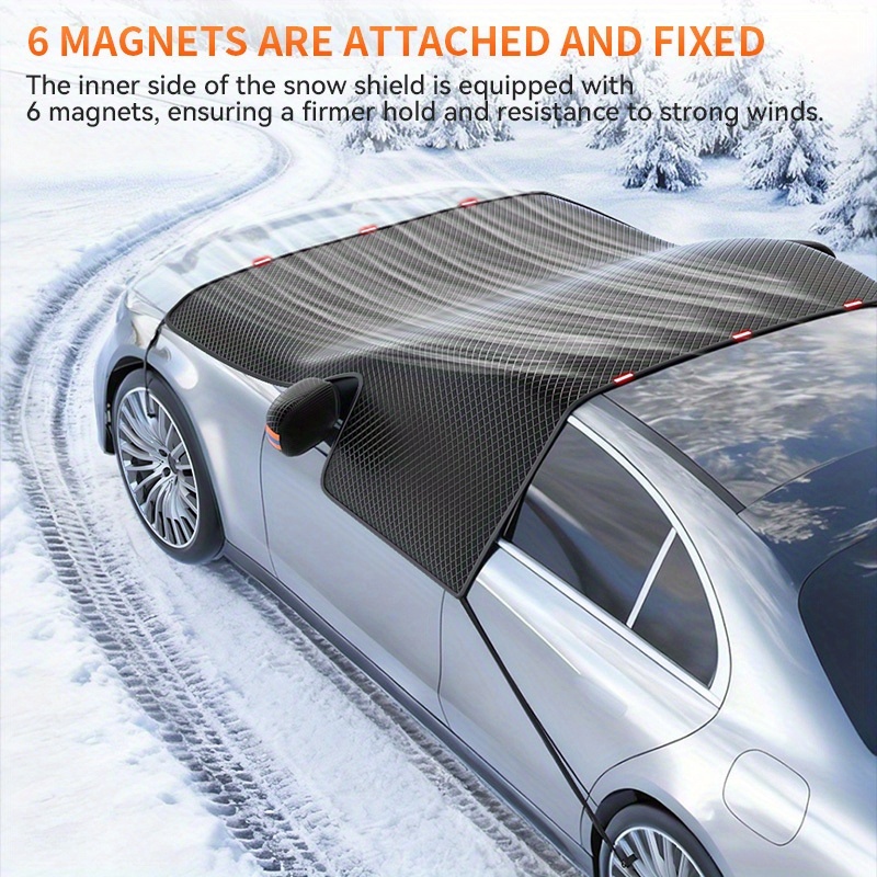 Car Windshield Snow Cover, Front Windshield Snow Protector. Quick Snow Removal to Avoid Glass Scratches, Universal Fit for Sedans/SUVs, 5 Magnets for Secure Hold, Magnetic Oxford Cloth Snow Cover. Easy to Store, Essential Winter Car Protection Tool - Image 5