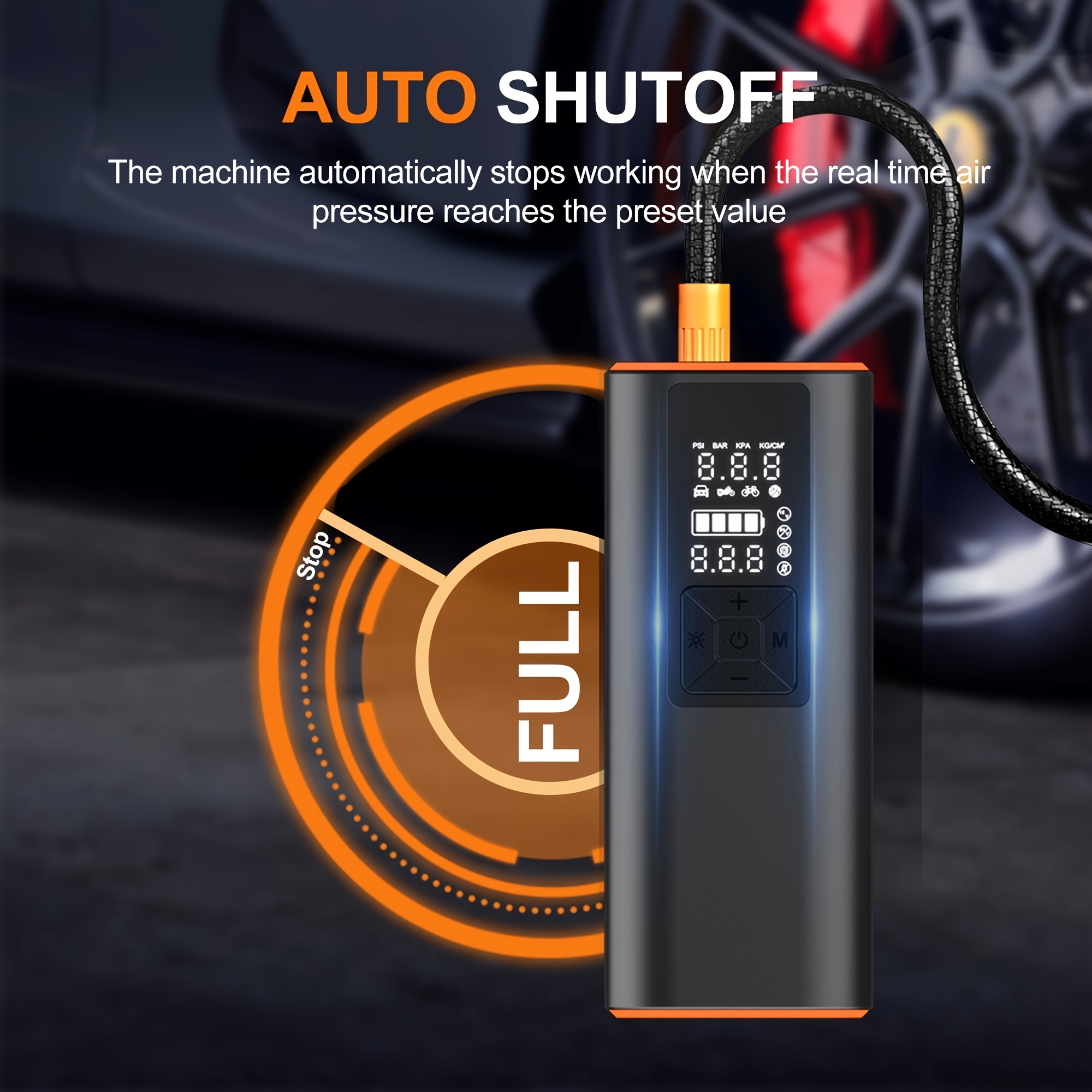 Portable Tire Inflator, Air Compressor Air PumpWith Digital Pressure Gauge, 150 PSI, Air Pump with Strong Light for Car, Motorcycle, Electric Bike, And Bicycle, Tire Inflator Portable, Car Inflator for Tires, Emergency Car Tool, Vehicle Maintenance - Image 8