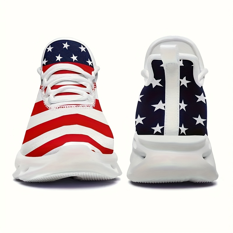 Patriotic Women'S Sneakers Featuring an Eagle Design on The American Flag, Lightweight with Laces, Cushioning, And Durable Soles, Breathable Low-Top Wedge Shoes, Perfect for Wearing on Independence Day in Larger Sizes. - Image 8