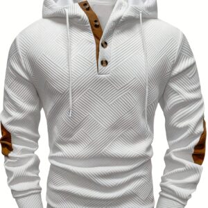 Men'S New Autumn And Long-Sleeve Top with Elbow Patches, Featuring a Casual Sporty Style. This Comfortable Men'S Wear Is a Classic And Versatile Piece Suitable for Office, Outings, And Vacations, Making It a Essential.