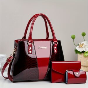 Women's European Special Handbag 3pcs - Sequin Accent Snake Light Beige (Compatible with), Detachable Strap & Zipper Closure, Earth /////, Elegant for Commuting & Special Events, for