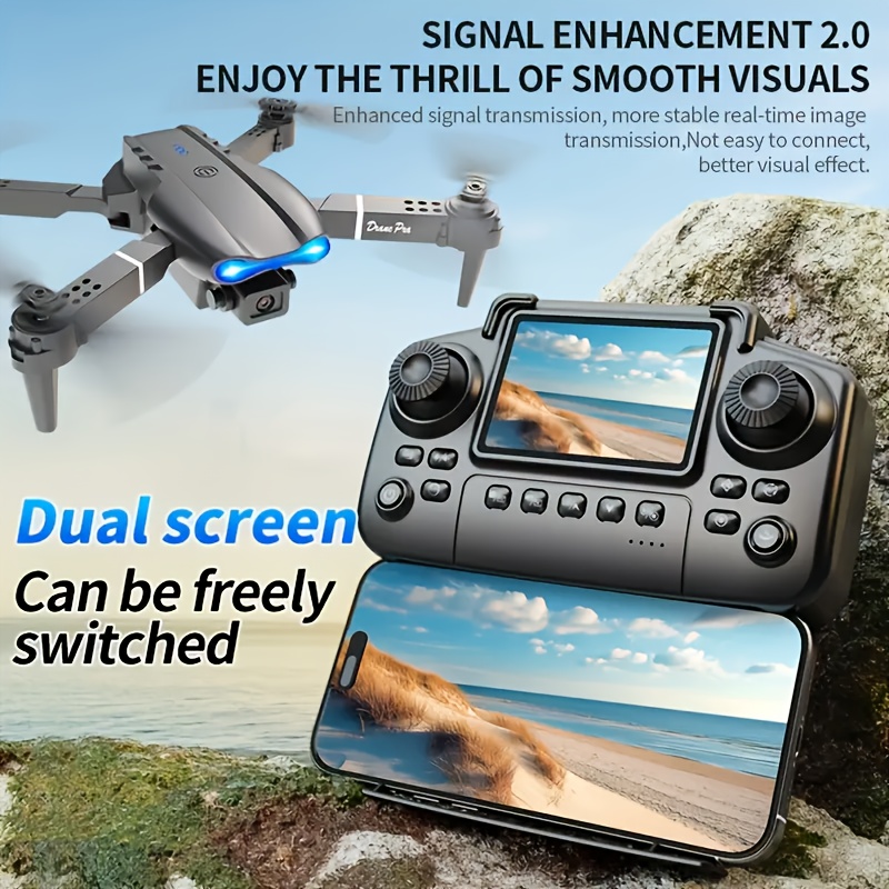 8K NEW Drone MAX Upgrade Edition Upgrade Edition with 2 Batteries - Screen Control, Dual Camera, Obstacle Avoidance, Brushless Motor, Foldable Arms, Ideal for Night Flying, Remote Control with Screen, Outdoor Flying, Aerial Photography, Portable - Image 2