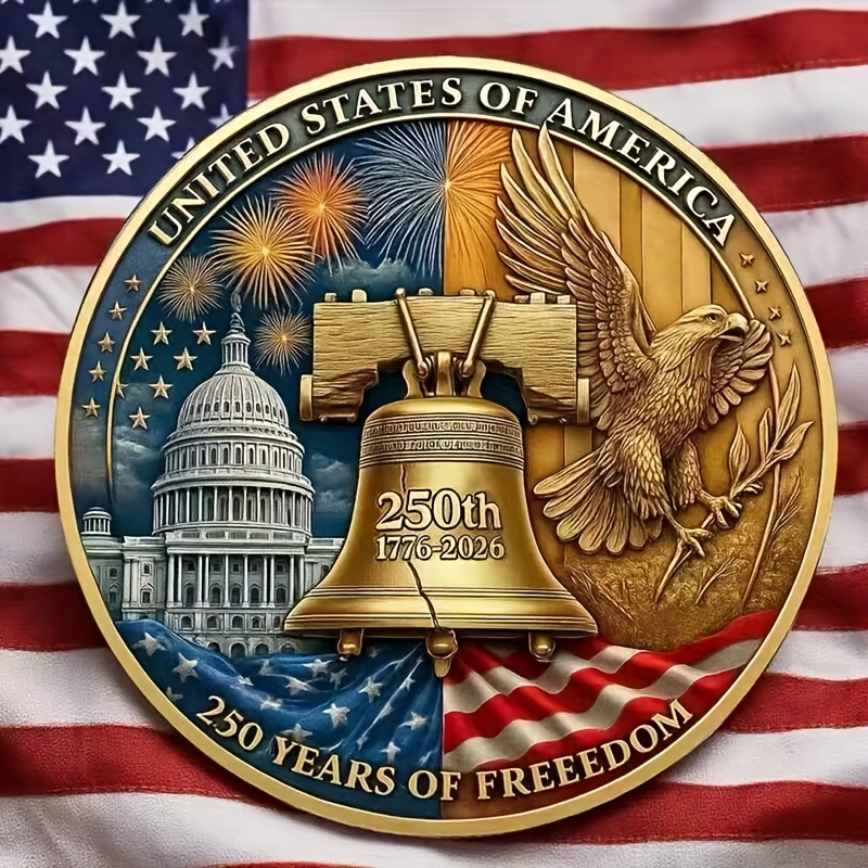 Replica Coin 250th Anniversary/250 Years of Freedom Commemorative Coin Collection Set (1776-2025)/Replica Military Challenge Coin with US Capitol & Eagle Design/Collectible Medals in Plastic Box/Limited Edition Gift for History Buffs & Collectors - Image 5