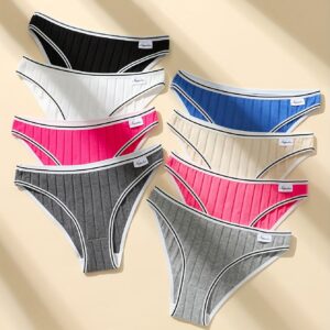 8pcs/Pack Women Thread Briefs Simple Soild Color Elastic Soild Color Breathable Ladies Panty