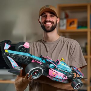 [24H Ship] 1768pcs Building Block Racing Car, Large-scale Model, Silver Exterior With ABS Material, Middle Difficulty Assembly, Suitable As Halloween, Christmas, Thanksgiving, New Year'S Day Gifts, Ship In Color Box