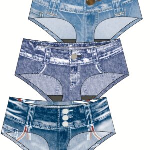 3-Pack Women's Cute Cartoon Digital Print Stretchy Comfortable All-Season Breathable Briefs