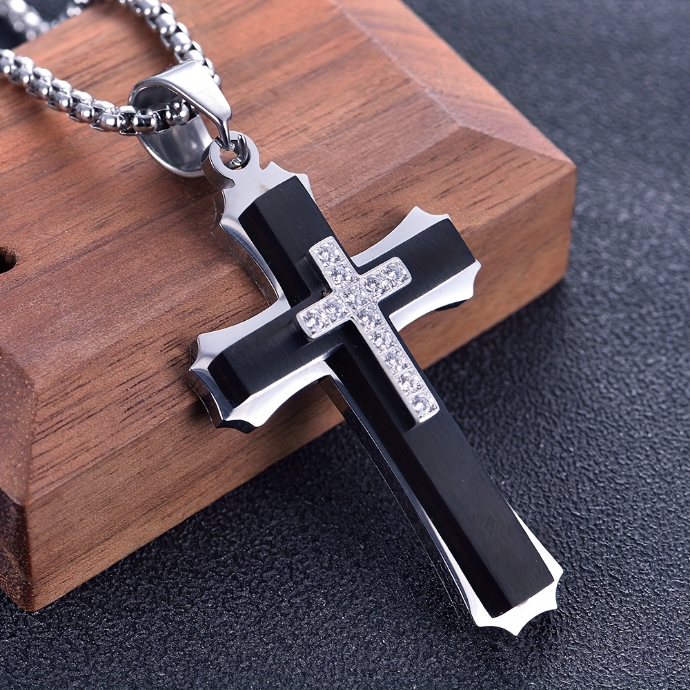 Men's Cross -Layer Necklace with Synthetic Cross Pendant - -Free Suitable for Parties, Music Festivals, Mardi Gras & Year-Round Wear - Stylish Accessory - Image 6