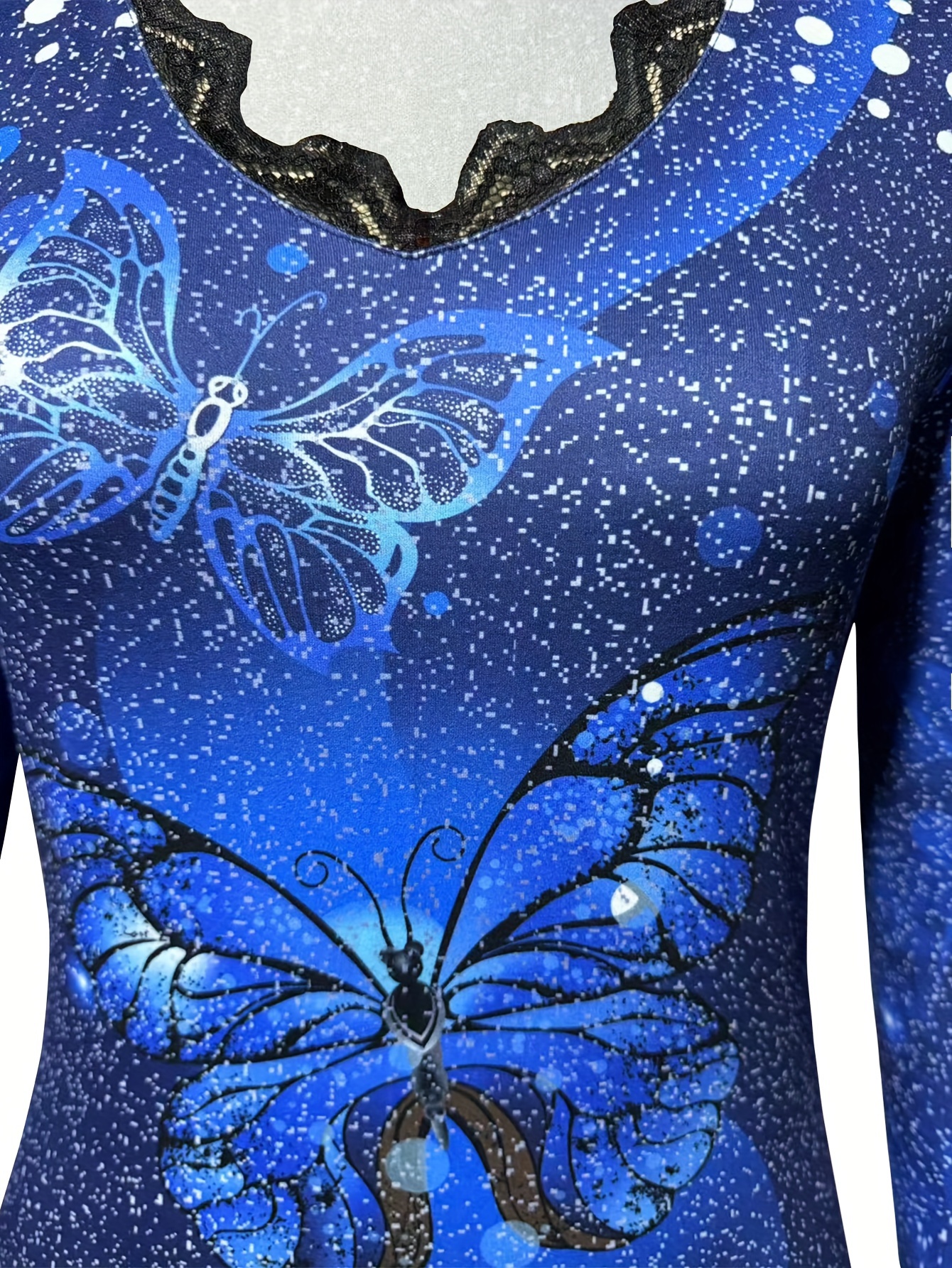 Vibrant Butterfly Print Long Sleeve Cold Shoulder T-Shirt - Soft, Breathable, Casual Wear for Spring and Fall - Women's Fashion Clothing for Everyday Comfort - Image 7