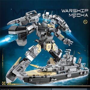 2-in-1 Transformable Armor Vehicle Building Blocks, Dual-Form Battle Robot with Fighter Jet & Battleship, High-Tech PVC Construction for Birthday, New Year, Battle Robot Building Blocks, Robot Building Blocks