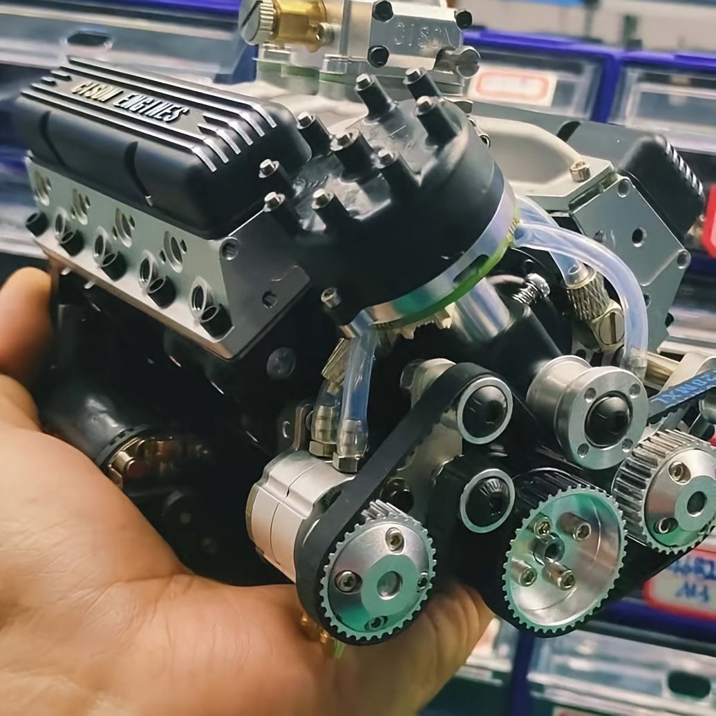 ZXC Cison V8 Engine Kit - Small-Block V8 Resin Model Building Blocks with Multi-Color Options (Red, Green, Yellow, ) | Detailed Internal Components & Realistic Design for Model Cars, Collectors & Hobbyists | Challenging Assembly Project - Image 7