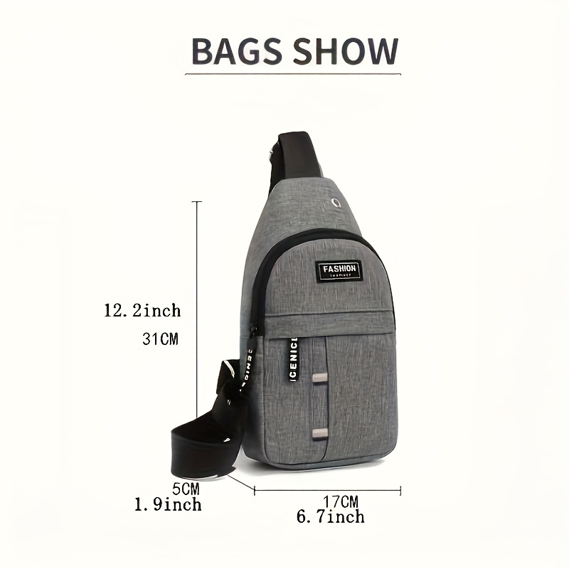 Men's Durable Oxford Cloth Chest Satchel with Adjustable Strap & Zipper Closure - Casual Outdoor Travel Hiking Belt Bag Suitable for Hiking, Travel & Daily Use - Image 3