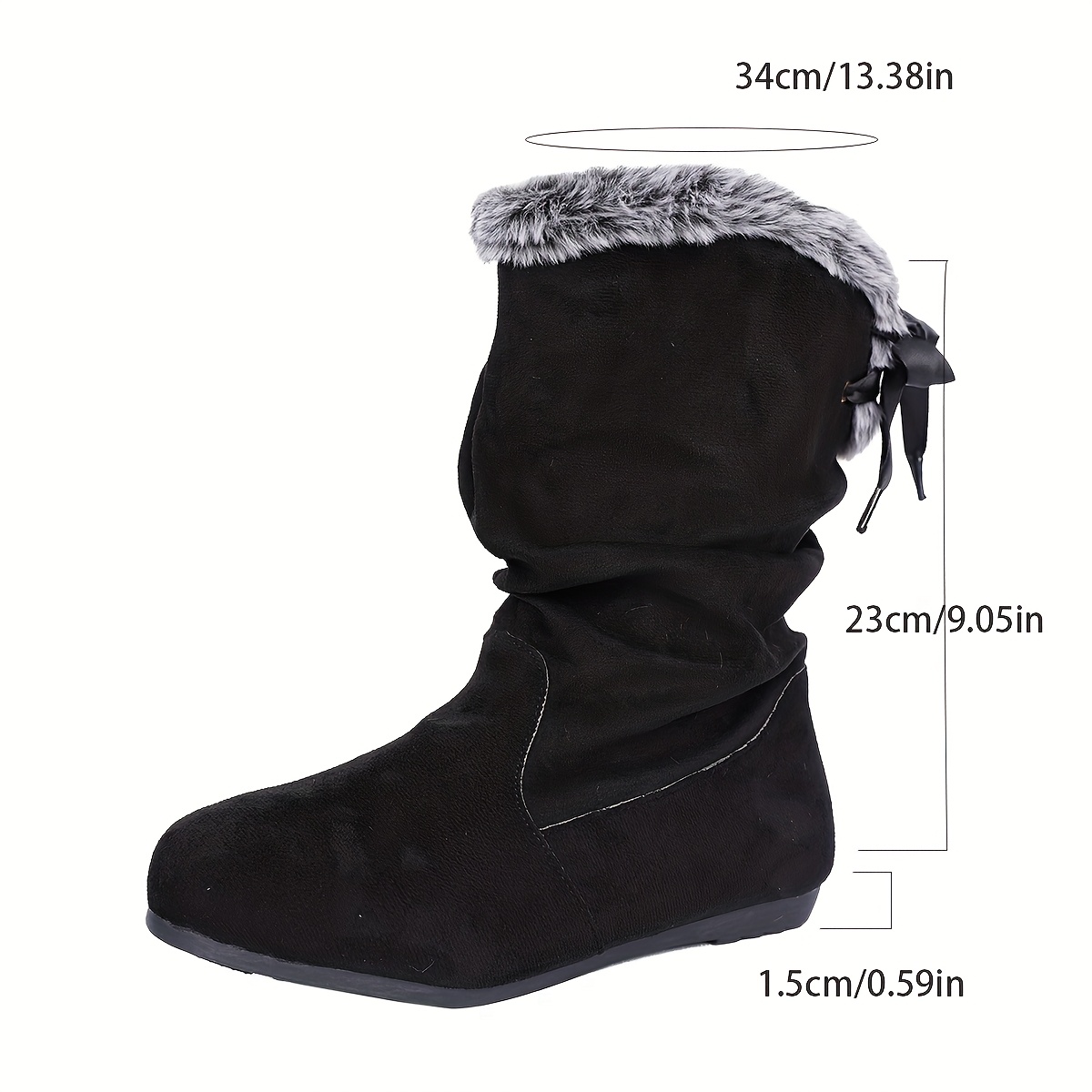1 Pair Women'S Winter Ankle Boots with faux fur Trim & Bow Detail - Slip-Resistant Rubber Sole, Faux Cover Upper, Round Toe & Plush Lining, Low Heel Winter Boots with faux fur Collar &, Cute Winter Boots - Image 7