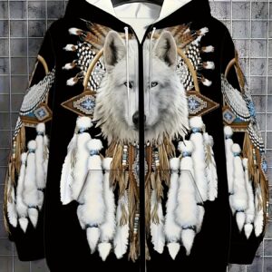 Plus Size Printed Hoodie with Zipper - Stylish Wolf King Graphic, Elastic Fabric Machine Washable for Fitness Running Spring Autumn Outdoor Casual Streetwear Niche Sportswear Eye-Catching Pattern Easy Care Long Sleeve Top, PLUS SIZE