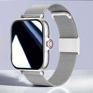 [Smart Watch] Smart Full Smartwatch with Stainless Steel Band | Wireless 4.0, Wireless Calls & Messages Alerts, Weather Updates, Remote Camera & Music Control - Perfect Gift for iPhone & Android Users, Fitness Tracker & Lifestyle Enhancer