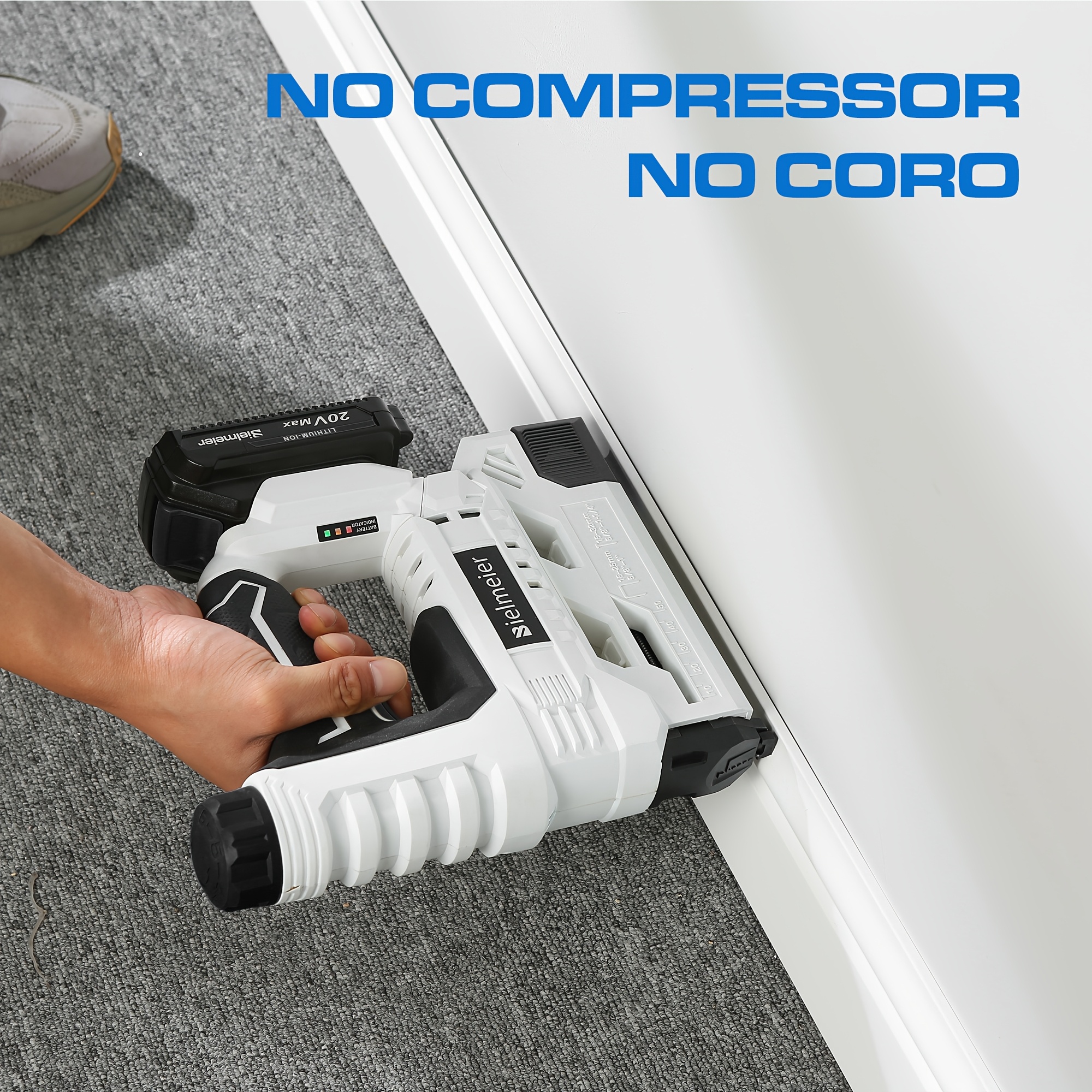 Bielmeier 20V/4V Cordless 2-in-1 Stapler/Nailer, Brad Nailer Without Compressor And Cord, Lightweight Design, with Safety Striker Guard, Battery&Charger, 1600/2000 Nails And Staples, for Carpentry And Upholstery & Perfect Gifts for DIYers - Image 4