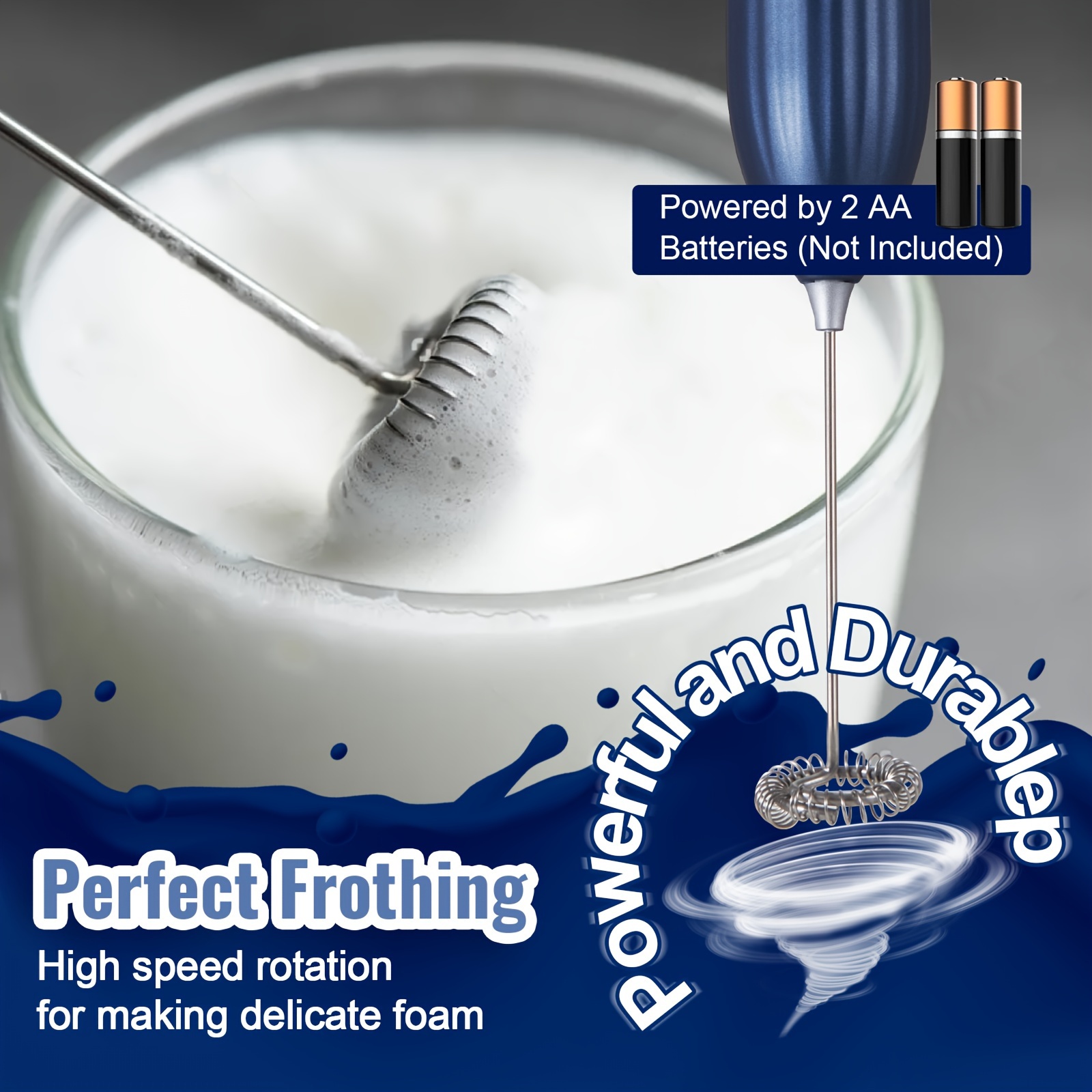 Lalayuan Strong Electric Milk Frother, Milk Foam Maker, Requires Batteries (Not Included) Stainless Steel Beverage Mixer, Portable Electric Whisk for Coffee, Latte, Cappuccino, Chocolate, Matcha Foam Creator, Cordless Mini Coffee Blender - Image 12