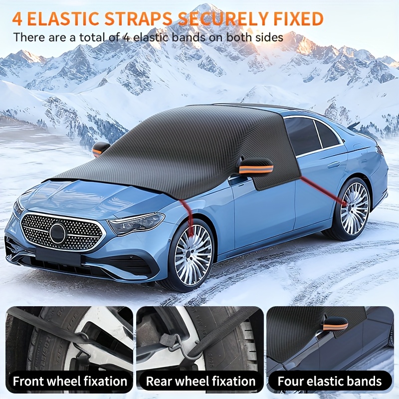 Car Windshield Snow Cover, Front Windshield Snow Protector. Quick Snow Removal to Avoid Glass Scratches, Universal Fit for Sedans/SUVs, 5 Magnets for Secure Hold, Magnetic Oxford Cloth Snow Cover. Easy to Store, Essential Winter Car Protection Tool - Image 3