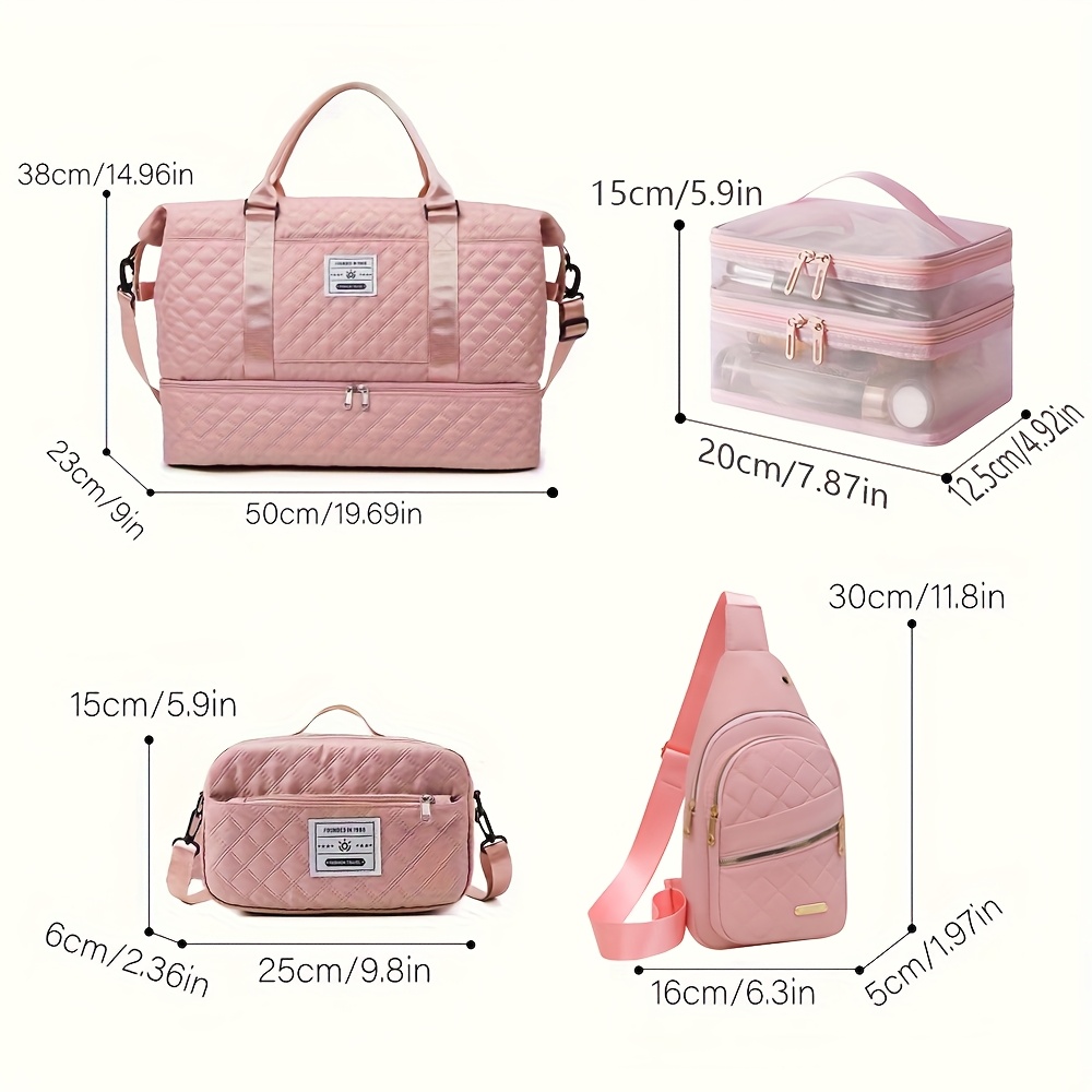 A Set of 4 Portable Fitness Bags, a New Stylish Unisex Three-Piece Set, a Large-Capacity Travel Bag Set, Outdoor Sports Tote Bags, Business Trip Luggage Storage Bags, an Independent Shoe Compartment, a Maternity Bag Set, And a Handheld Fitness Bag w - Image 3