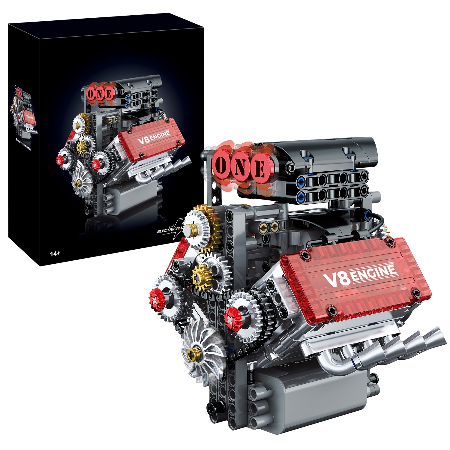 V8 Engine Building Block Model with Motor - - Internal Combustion Engine or Electric Motor, Compatible for s &, for home/Office Decor, Birthday/Christmas Gift, Educational (V8 Engine) - Image 4
