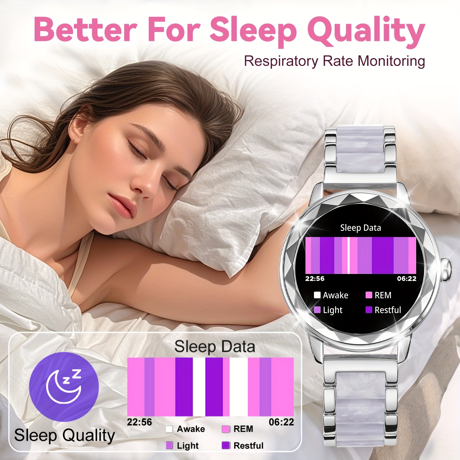 HOMAILIDA Women'S Elegant Smart Watch with Floral Design, Wireless Calls, Messages, Camera Control, Pedometer, Alarm Clock - Rose Golden & White Strap, Magnetic Charging, Perfect Gift for Family & Friends, Smart Watch for Android Phones, Fitness Tracking, Classic Watch Design, Durable Watchband - Image 11