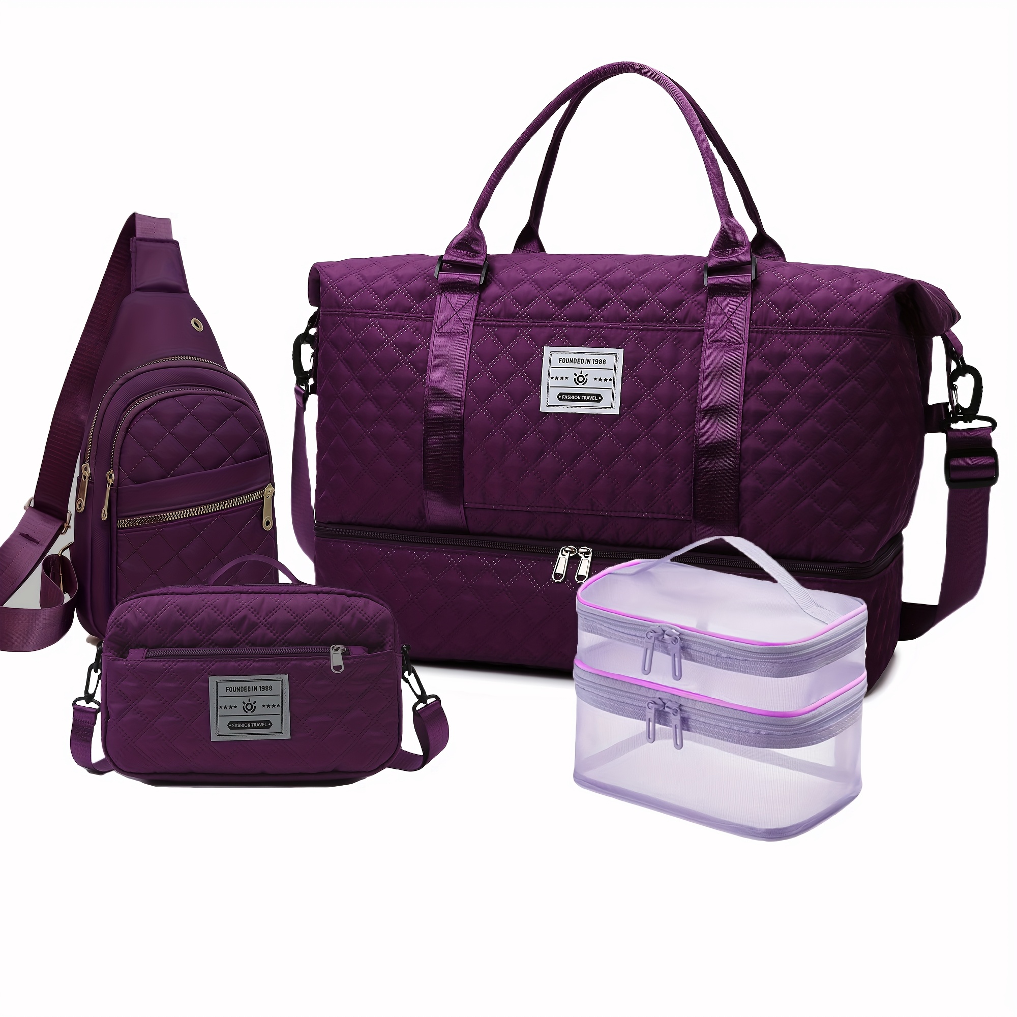 A Set of 4 Portable Fitness Bags, a New Stylish Unisex Three-Piece Set, a Large-Capacity Travel Bag Set, Outdoor Sports Tote Bags, Business Trip Luggage Storage Bags, an Independent Shoe Compartment, a Maternity Bag Set, And a Handheld Fitness Bag w - Image 9