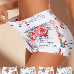 4pcs Comfy Floral Print Triangle Panties - Soft, Breathable, Stretchy, And Intimates for Women - Lingerie And Underwear Essentials for Everyday Comfort Elegant Design