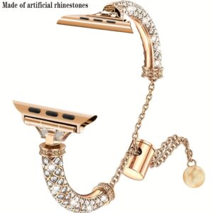 [Wisdom Watch Strap] 1pc Women's Rhinestone Watch Strap | Synthetic Sparkle Band for Apple Watch Series Ultra/SE/10/9/8/7/6/5/4/3/2/1 | Festival Birthday Gift, Fits 38/40/41/42/44/45/46/49mm