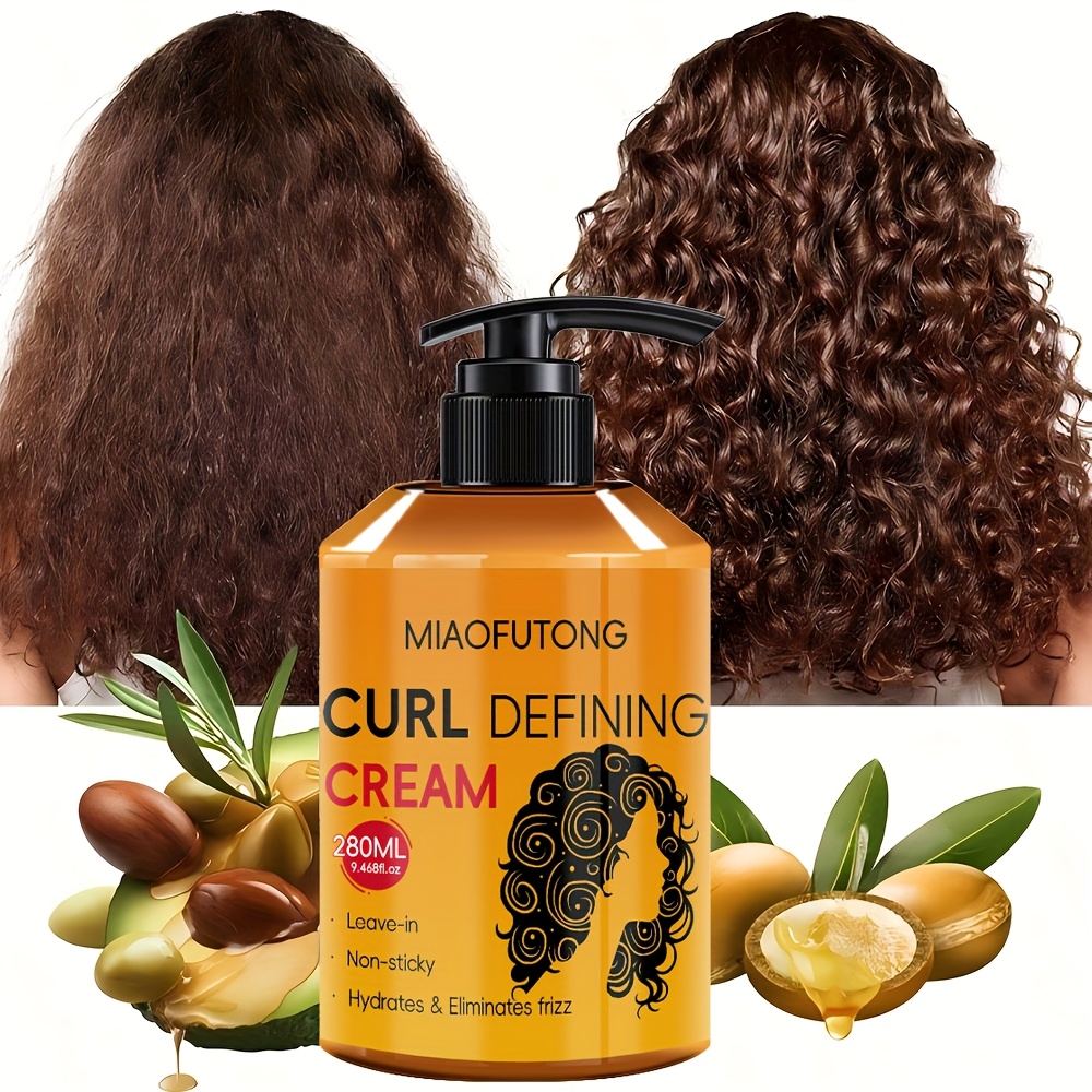 Argan Oil Curl Defining Cream, Hydrating Styling Conditioner For All Hair Types, Enhances Shine Boosts Volume, Ideal For Dry & Frizzy Hair, Frizz Control & Moisture Lock, 280ml - Image 5