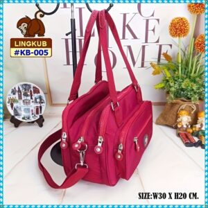 [Authentic Brand Storage Bag] LING KUB Lightweight Thickened Nylon Shoulder Bag | Crossbody, Multi-Compartment, Zipper Closure, 10 Colors, Detachable Strap, Durable Wear-Resistant, Keychain