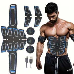 ABS Stimulator, EMS Stimulator, Muscle Training, Rechargeable EMS Fitness Massage Belt -6 Modes, 18 Level Intensity, Muscle Training And Physical Therapy Stimulator, Lithium Battery Power Supply, Can Be Used As A Gift For Men'S And Women'S Holidays