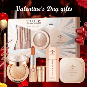 Makeup Five-Piece Set: Lip Gloss, Eyebrow Pencil, Shading Pen, Face Powder, Lip Liner-Perfect Makeup Essential-Suitable for Beginners And Professionals-Best Christmas/ Valentine's Day/ Anniversary Gifts