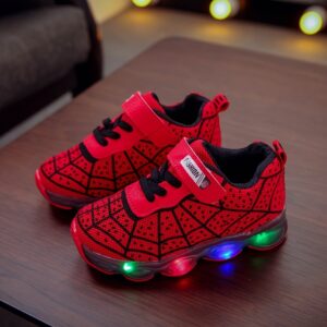 MGO kidss spring and autumn new size 21-36 children's shoes children's luminous shoes boys and girls running shoes baby flashing shoes LED light sneakers mesh spider mesh 1-3-6-9 years old children can wear luminous shoes.