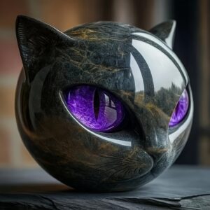 One Piece of Luxurious Black Cat Stone Art - a Stylish Addition to Your Home Or Office Featuring a Shiny Non-Electric Design, Meticulously Hand-Carved for Cat Enthusiasts - an Ideal Present for Birthdays, Housewarming Events, Or Pet Memorials.