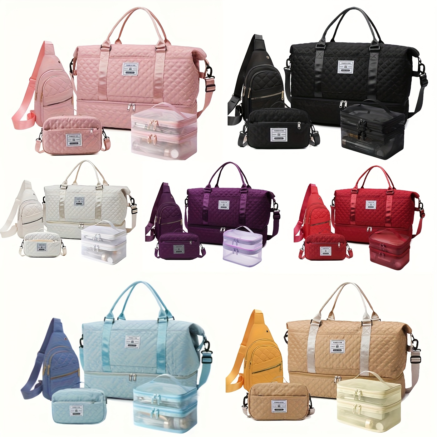 A Set of 4 Portable Fitness Bags, a New Stylish Unisex Three-Piece Set, a Large-Capacity Travel Bag Set, Outdoor Sports Tote Bags, Business Trip Luggage Storage Bags, an Independent Shoe Compartment, a Maternity Bag Set, And a Handheld Fitness Bag w - Image 5