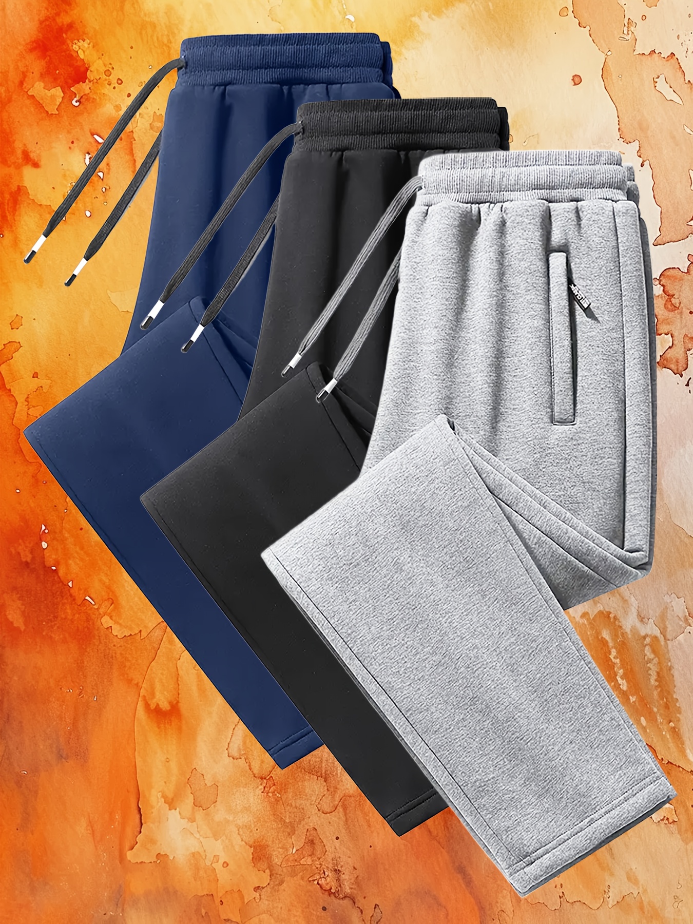 Men'S Casual Jogger Pants - Soft Stretchy Fabric, Mid-Rise Straight-Leg with Side Zipper Pockets, All-Season Comfort for Running, Hiking, And Outdoor Activities, Jogging Pants, Hiking Apparel, Sleek Design, Durable Construction, Minimalist Style - Image 3