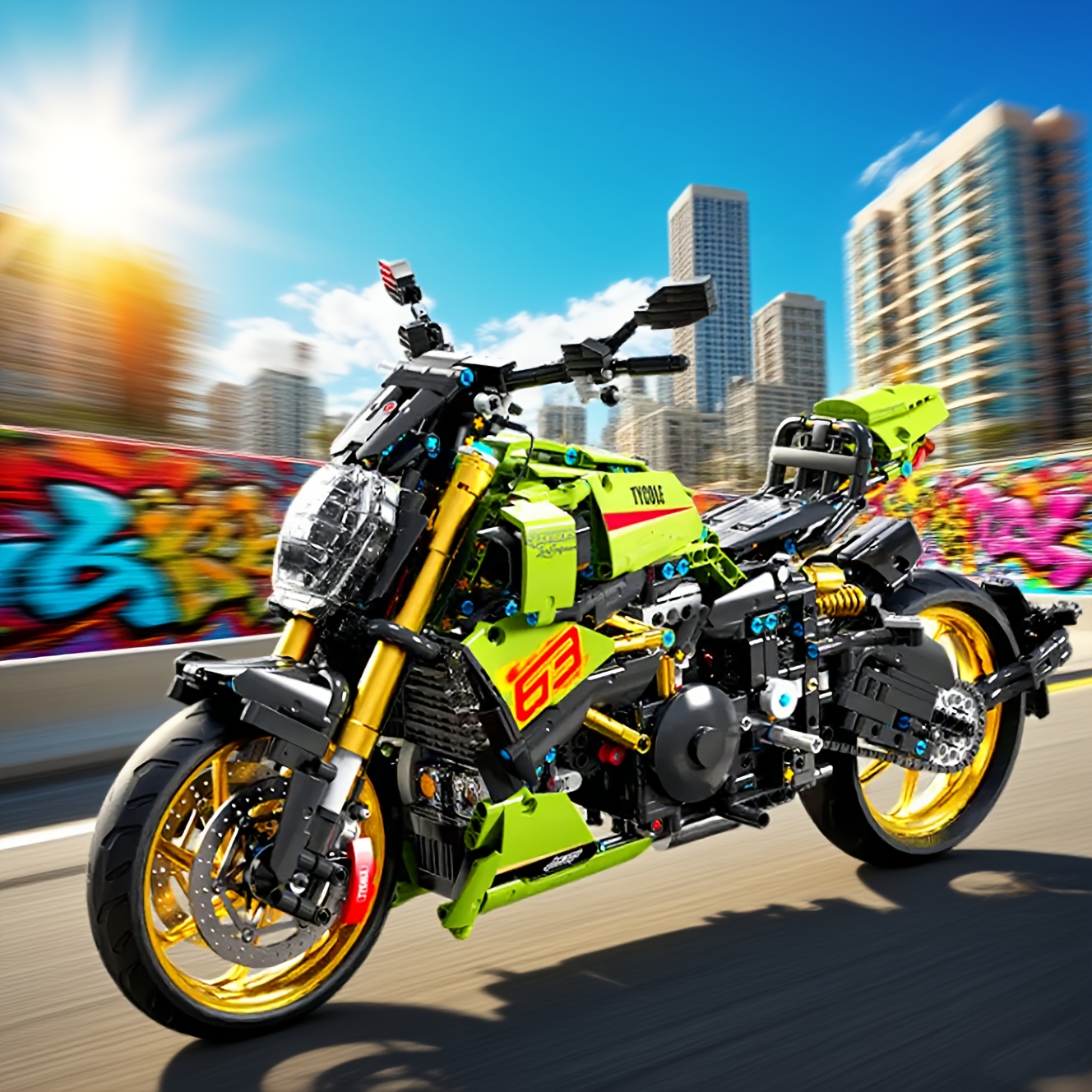 1:8 Large Scale Motorcycle Model Diavel Green1260 Lamborghlnl Edition. 1018pcs MOC Building Blocks Challenging Satisfying to Assemble.Doubles As Room Decor Halloween Decorations Clearance Deal - Image 3