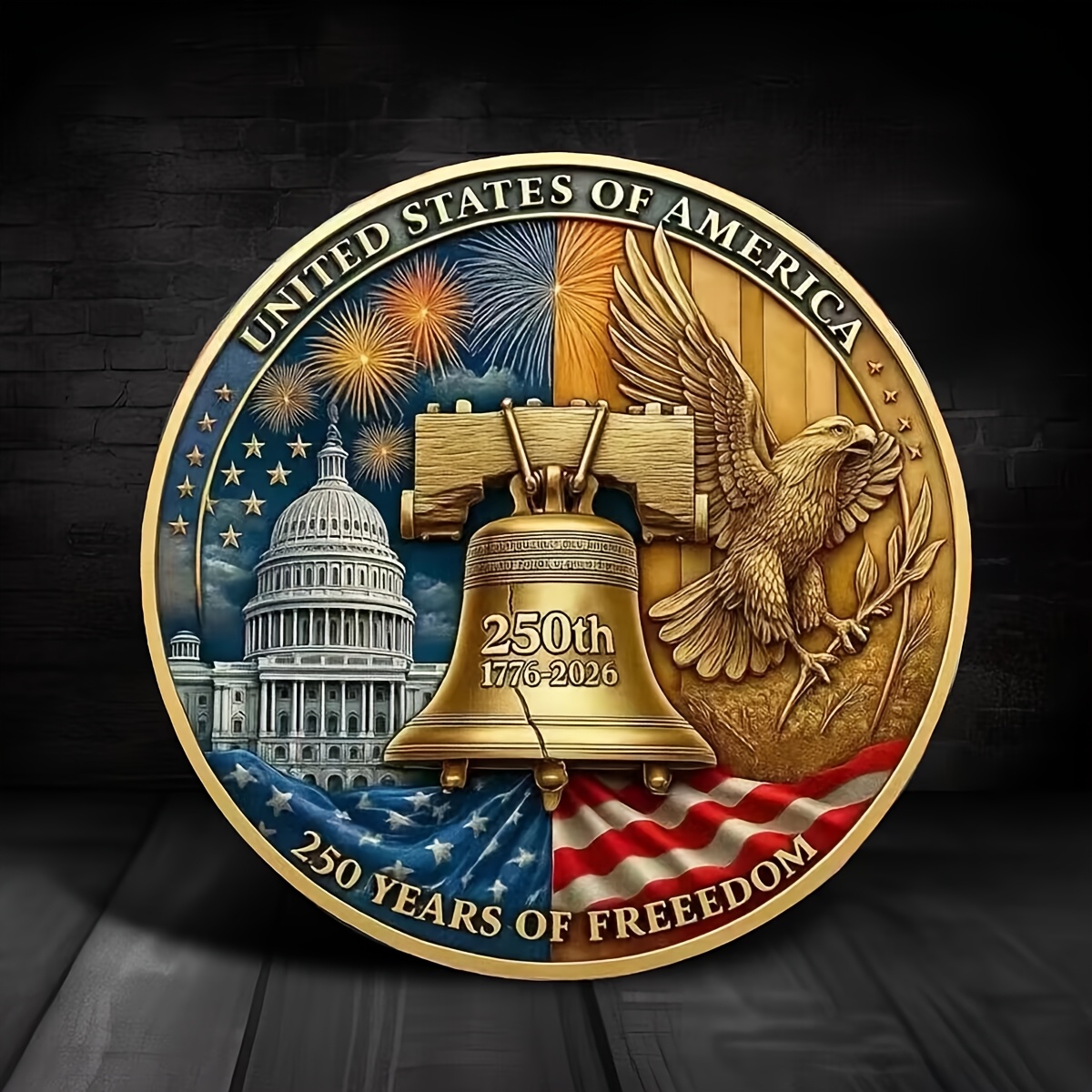Replica Coin 250th Anniversary/250 Years of Freedom Commemorative Coin Collection Set (1776-2025)/Replica Military Challenge Coin with US Capitol & Eagle Design/Collectible Medals in Plastic Box/Limited Edition Gift for History Buffs & Collectors - Image 7