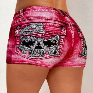 [Printed Pants - Not Denim Fabric] Easter Single-Pack Imitation Denim Print High-Waisted Women's Swim Briefs P0234