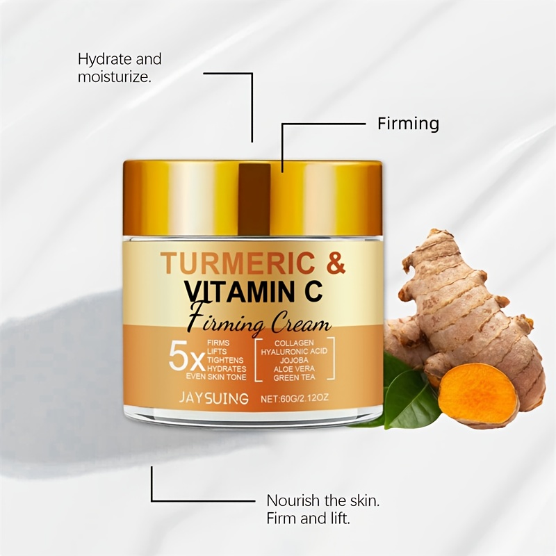 2 Boxes Of Turmeric And Vitamin C Firming Cream, Containing Collagen, Wild Orange, Vitamin E - Suitable For All Skin Types, Vitamin A Acid Used For Moisturizing, Firming, And Evening Out Skin Tone, Korean Skincare Products, He Best Christmas Gift - Image 5