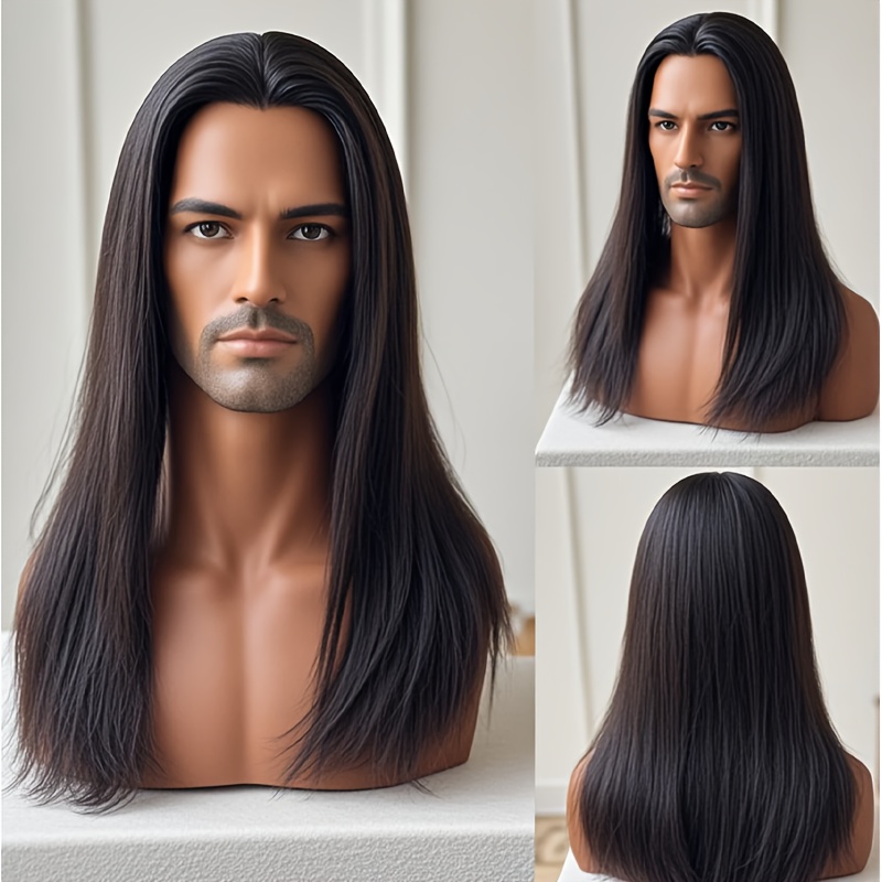 Black Middle Part Straight Wig 26 Inch High Quality Synthetic Wig for Men HeatResistant Fashionable Wig Transform Your Look Versatile Hairpiece Suitable for DailyUse And Special Occasions - Image 5