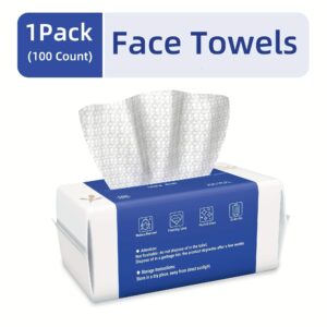 Ourmed Life Face Towels, EF Disposable Clean Face Wipes for Sensitive Light Beige, Lint-free Facial Towels for Women Cleansing, Skincare And Makeup Remover, Dry Wipes, 100 Count EF Texture, 100 Count/Pack