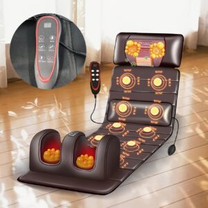 1-Set Full Body Heating Massager with Heating, PU Portable Massagers Suitable for Home & Office Use - Neck Massager, Foot Massager, Massage Headrest & Lumbar Pillow, Timer, Plug-in Heating Massagers
