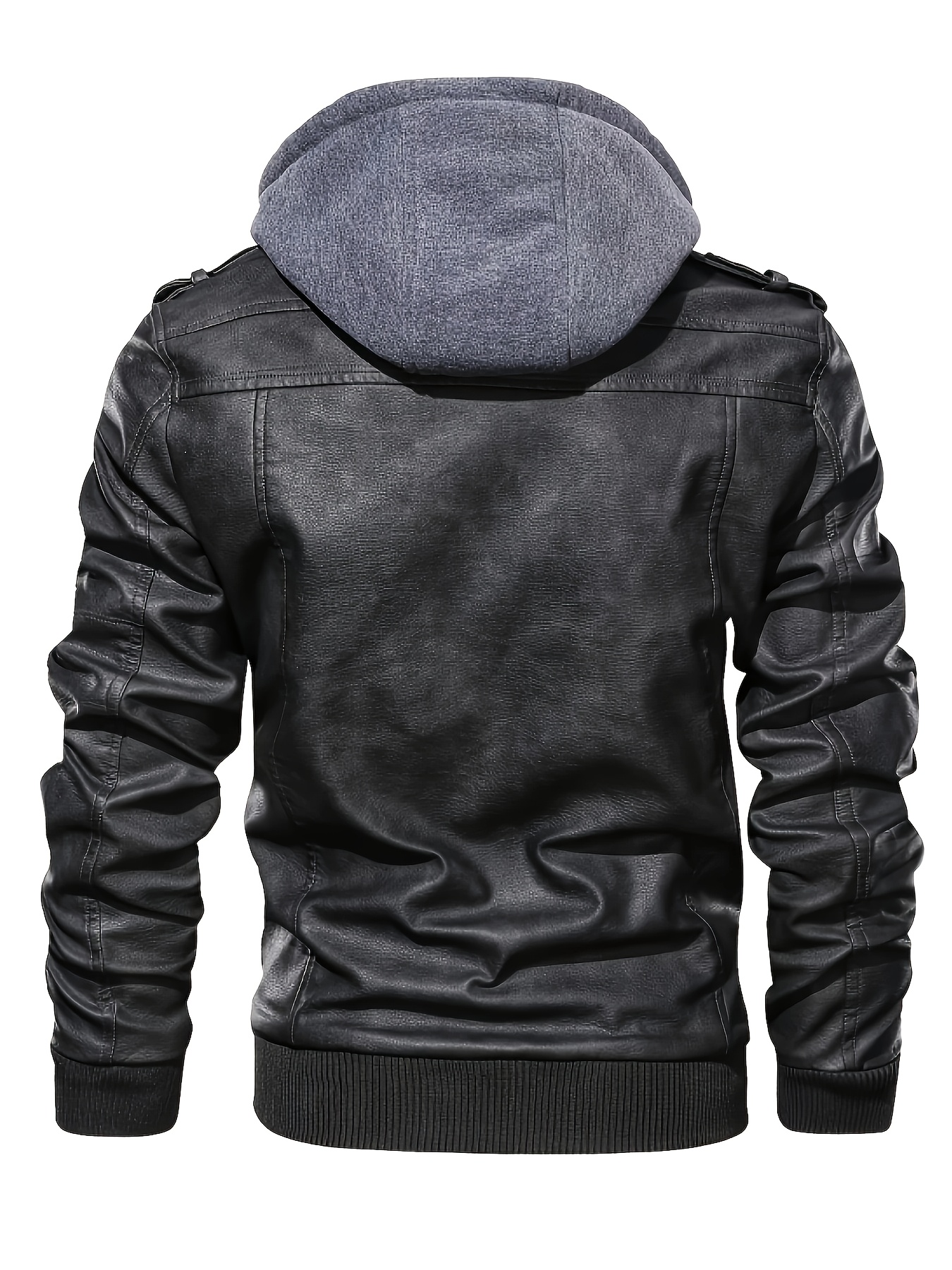 Men'S Vintage Style Motorcycle Jacket - High Quality And Windproof Tear Resistant with Detachable Hat, Zipper Closure & Machine Wash - Black Casual Outdoor Cycling Jacket for Men & Teens, Durable Zipper Design, Motorcycle Riding Gear, Biker Jacket for Men, Motorcycle Jacket, Motorcycle Gear for Men, Motorcycle Jacket Men, Adventure Biking, Retro Biker Gear - Image 4
