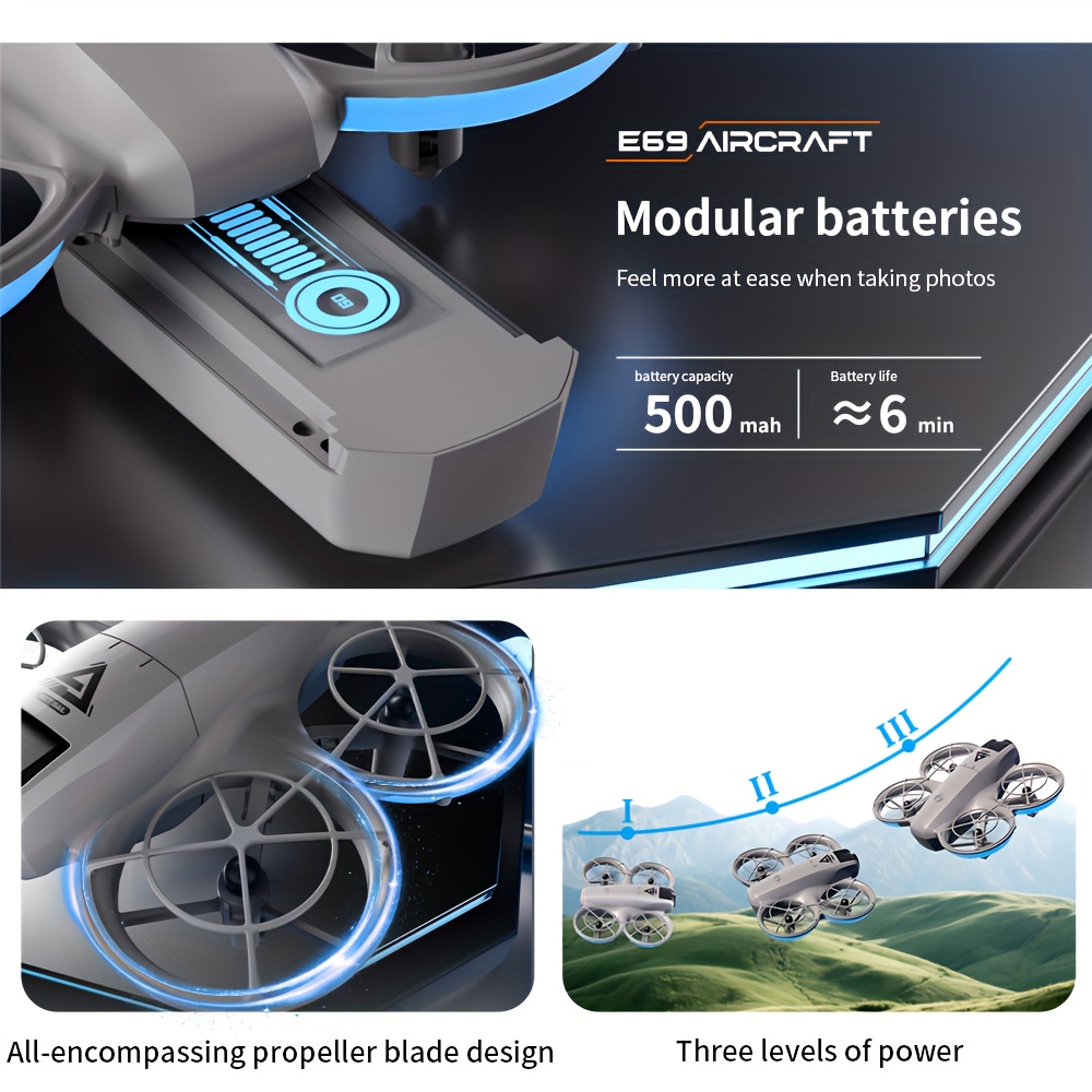 E69 Foldable Drone with Screen Control, Dual Camera & Optical Flow - Quadcopter Suitable for Beginners, Indoor/Outdoor FPV Aerial Photography Drone, Perfect for Gifts (Compatible for) - Image 10