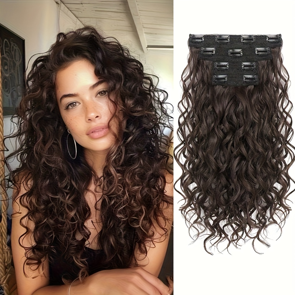 4pcs Clip-In Hair Extensions, 14.17inch Short Wavy Black Hair, Invisible Lace Women's Natural Soft Wigs, Suitable for Parties and Daily Use - Image 11