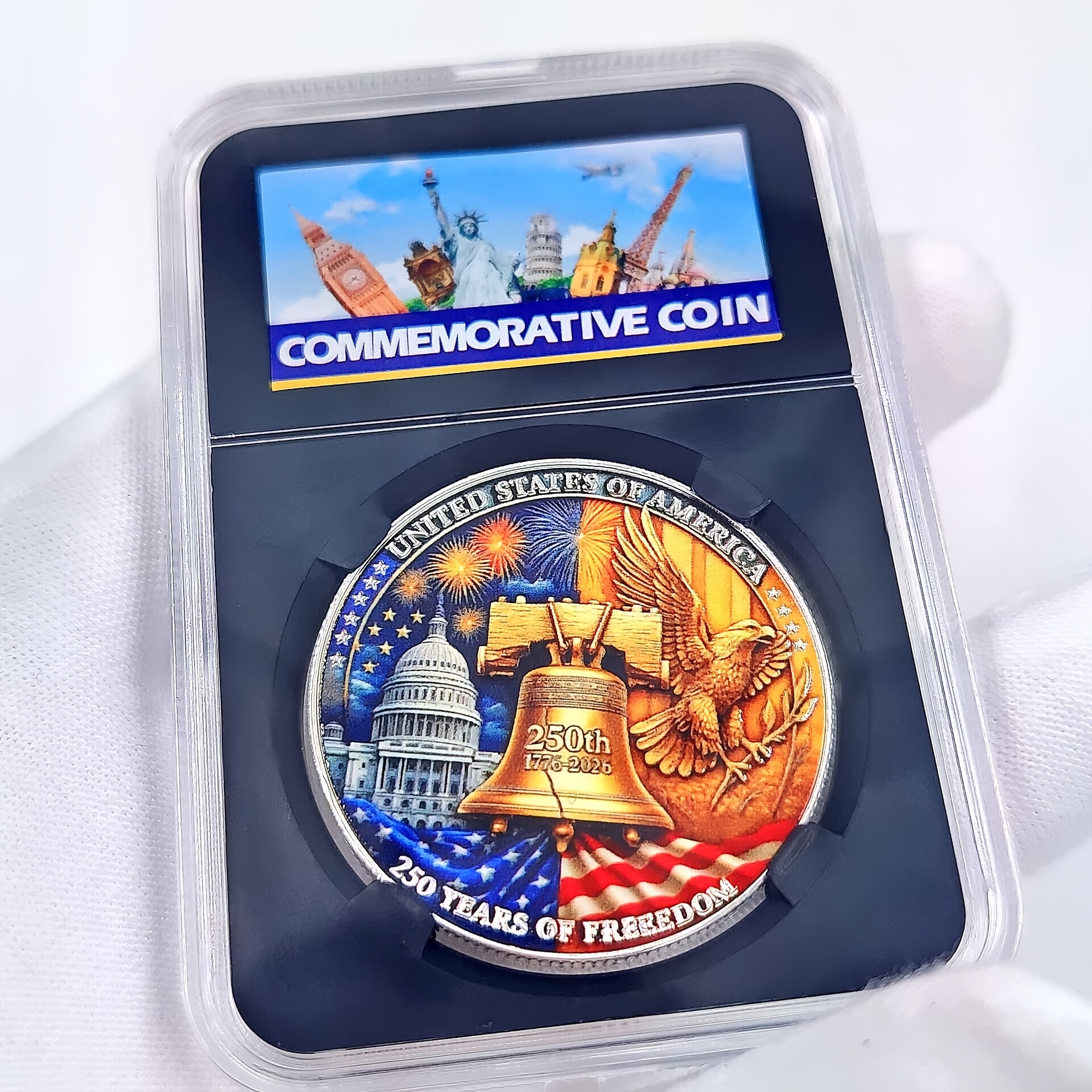 Replica Coin 250th Anniversary/250 Years of Freedom Commemorative Coin Collection Set (1776-2025)/Replica Military Challenge Coin with US Capitol & Eagle Design/Collectible Medals in Plastic Box/Limited Edition Gift for History Buffs & Collectors - Image 10