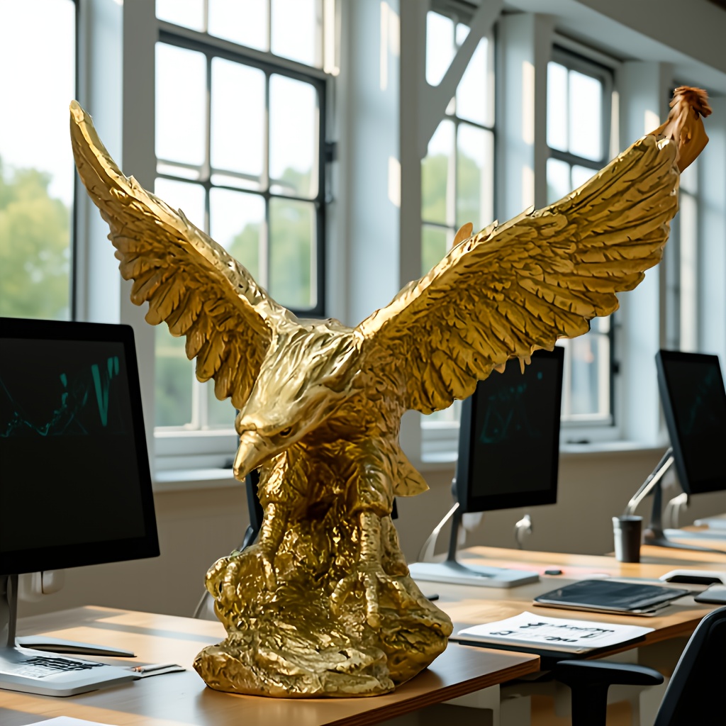 Modern Golden Eagle Resin Statue - Elegant Flying Bird or Perched Eagle Figurine, Durable Collectible Desk & Shelf Decor for Home Office, Year-Round Display, Symbolic Gift Suitable for Holidays & Corporate Decorations - Image 3